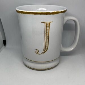 WILLIAMS SONOMA Initial "J" Mug Letter Monogram Coffee / Tea Cup 14 oz